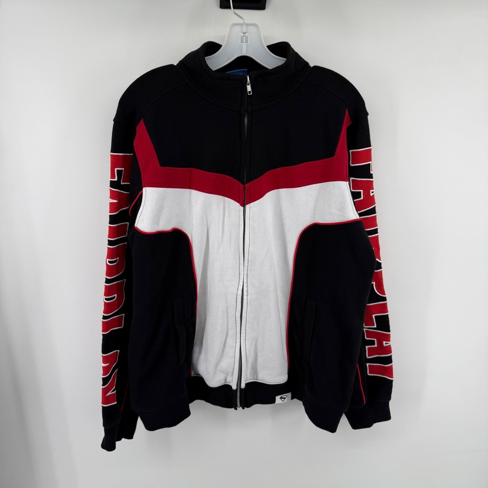 DC Studios Mr Terrific Hot Topic Zip Up Jacket Black Red FairPlay Mens Large